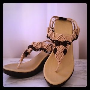 New Handmade macrame sandals in tan and brown